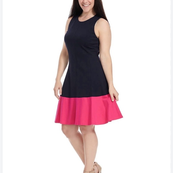 Gorgeous Eliza J. Deep Navy and Hot Pink Dress Size 4 - Picture 3 of 10